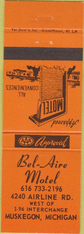 Matchbook Cover - Bel Aire Motel Muskegon MI