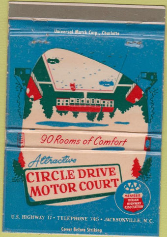 Matchbook Cover - Circle Drive Motor Court Jacksonville NC 40 Strike