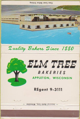 Matchbook Cover - Elm Tree Bakeries Appleton WI CREASE 40 Strike