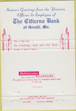 Matchbook Cover - Citizens Bank Gerald MO Christmas 40 Strike