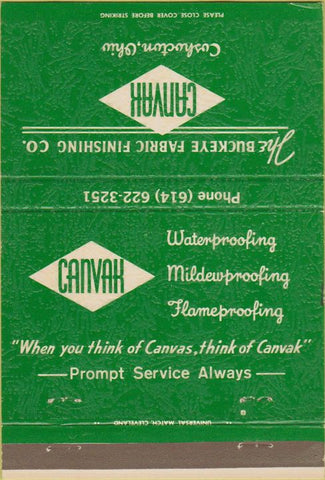 Matchbook Cover - Canvak Buckeye Fabric Finishing Coshocton OH 40 Strike