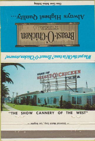 Matchbook Cover - Break O Chicken Tuna San Diego CA CREASE 40 Strike