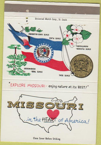 Matchbook Cover - Missouri State Tourism Jefferson City MO 40 Strike