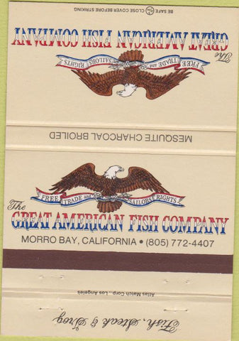 Matchbook Cover - Great American Fish Co Morro Bay CA Eagle 40 Strike