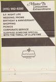 Matchbook Cover - Mister T's Limousines San Francisco? 40 Strike