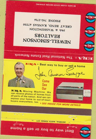 Matchbook Cover - Newell Simonson Realtors Great Bend KS 40 Strike