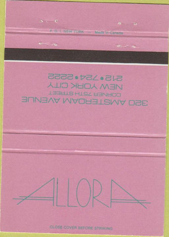Matchbook Cover - Allora New York City 40 Strike