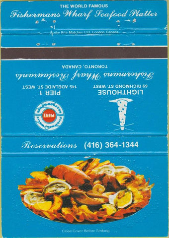 Matchbook Cover - Fisherman's Wharf Restaurants Toronto ON 40 Strike
