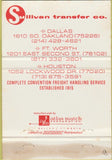 Matchbook Cover - Sullivan Transfer trucking Dallas Fort Worth TX WEAR 40 Strike
