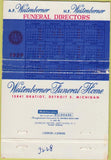 Matchbook Cover - Weitenberger Funeral Home Detroit MI WEAR 40 Strike