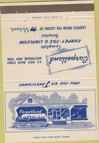 Matchbook Cover - Carpetland Tile Linoleum Amsterdam NY 40 Strike