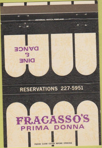 Matchbook Cover - Francasso's Prima Donna restaurant Portland OR 40 Strike