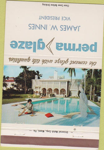 Matchbook Cover - Perma Glaze Swimming Pools James Innes Miami FL 40 Strike
