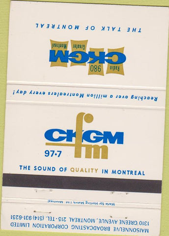 Matchbook Cover - CRGM FM 97.7 radio Montreal QC 40 Strike
