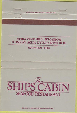 Matchbook Cover - Ships Cabin Seafood Norfolk VA 40 Strike