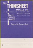 Matchbook Cover - Thinsheet Metals Waterbury CT 40 Strike