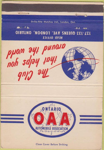 Matchbook Cover - Ontario Automobile Assoc London ON Club 40 Strike