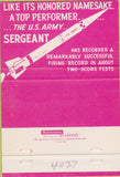 Matchbook Cover - US Army Sergeant Sperry Salt Lake City UT missle 40 Strike