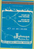 Matchbook Cover - Johnson Machine Inc Rapid City SD 40 Strike