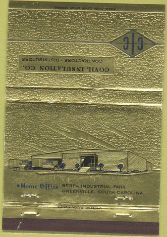 Matchbook Cover - Covil Insulation Greenville SC WEAR 40 Strike