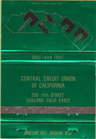 Matchbook Cover - Central Credit Union of CA Oakland California 40 Strike