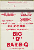 Matchbook Cover - Big B BBQ Columbus GA Alexander City AL Opelika 40 Strike