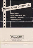 Matchbook Cover - Monroe Steel Castings Monroe MI WEAR 40 Strike
