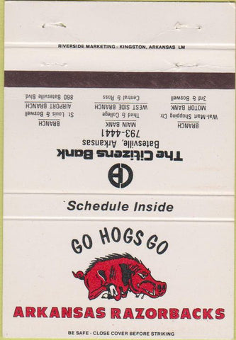 Matchbook Cover - Bank Batesville AR Razorbacks schedule 1990-91  40 Strike