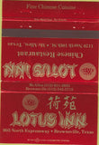 Matchbook Cover - Lotus Inn Chinese Restaurant McAllen TX 40 Strike
