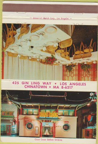 Matchbook Cover - Hong Kong Restaurant Chinatown Los Angeles CA 40 Strike