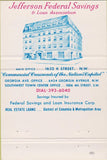 Matchbook Cover - Jefferson Federal Savings Loan Washington DC 40 Strike