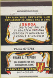 Matchbook Cover - Maryland Match co Bridgeport CT 40 Strike