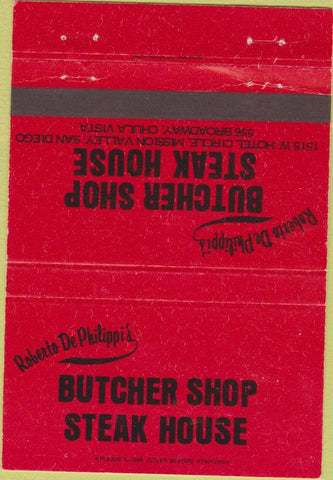 Matchbook Cover - De Philippi's Butcher Steak House Mission Valley CA 40 Strike