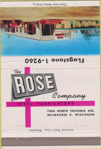 Matchbook Cover - Rose Steel Fabricators Milwaukee WI 40 Strike