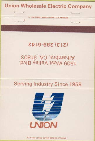 Matchbook Cover - Union Electric Co Alhambra CA 40 Strike