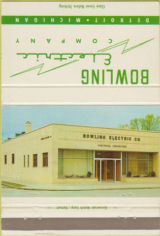 Matchbook Cover - Bowling Electric Co Detroit MI 40 Strike