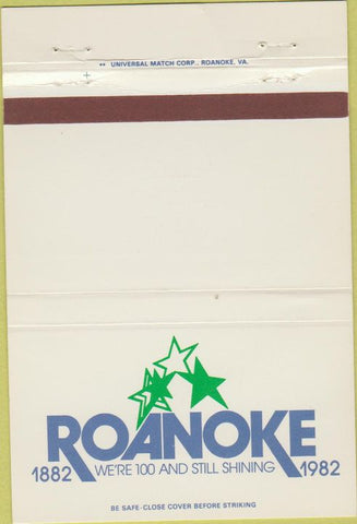 Matchbook Cover - Roanoke 100th Anniversary VA 1982 40 Strike