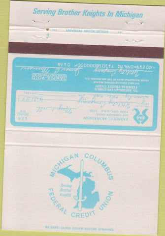 Matchbook Cover - Michigan Columbus Federal Credit Union 40 Strike
