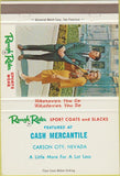 Matchbook Cover - Rough Rider Men's Clothes suit Carson City NV 40 Strike