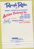 Matchbook Cover - Rough Rider Men's Clothes suit Carson City NV 40 Strike