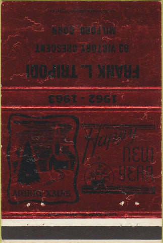 Matchbook Cover - Frank Tripoli Milford CT Christmas WEAR 40 Strike