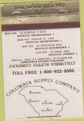 Matchbook Cover - Columbia Supply Co SC  40 Strike