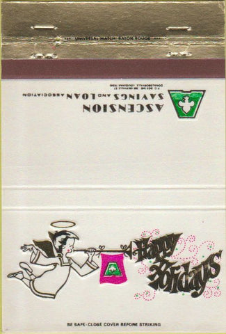 Matchbook Cover - Ascension Savings Loan Christmas Donaldsonville LA 40 Strike