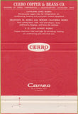 Matchbook Cover - Cerro Copper Brass Co Cleveland OH 40 Strike