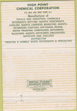 Matchbook Cover - High Point Chemical Corp NC 40 Strike