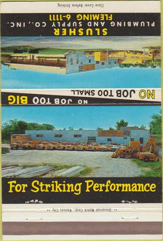 Matchbook Cover - Slusher Plumbing and Supply Raytown MO 40 Strike