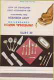 Matchbook Cover - Universal Match Silverware Newtonville MA 40 Strike