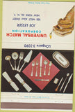 Matchbook Cover - Universal Match Silverware New York NY 40 Strike