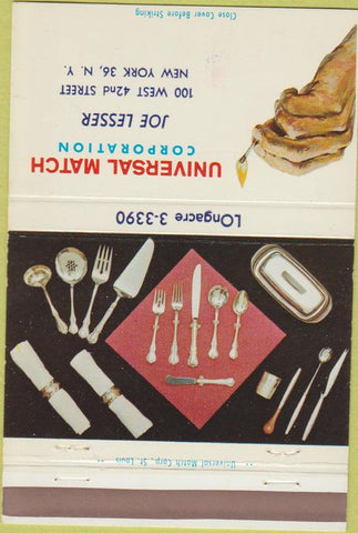 Matchbook Cover - Universal Match Silverware New York NY 40 Strike
