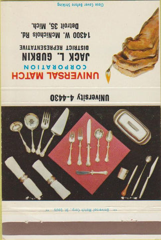 Matchbook Cover - Universal Match Silverware Detroit MI 40 Strike